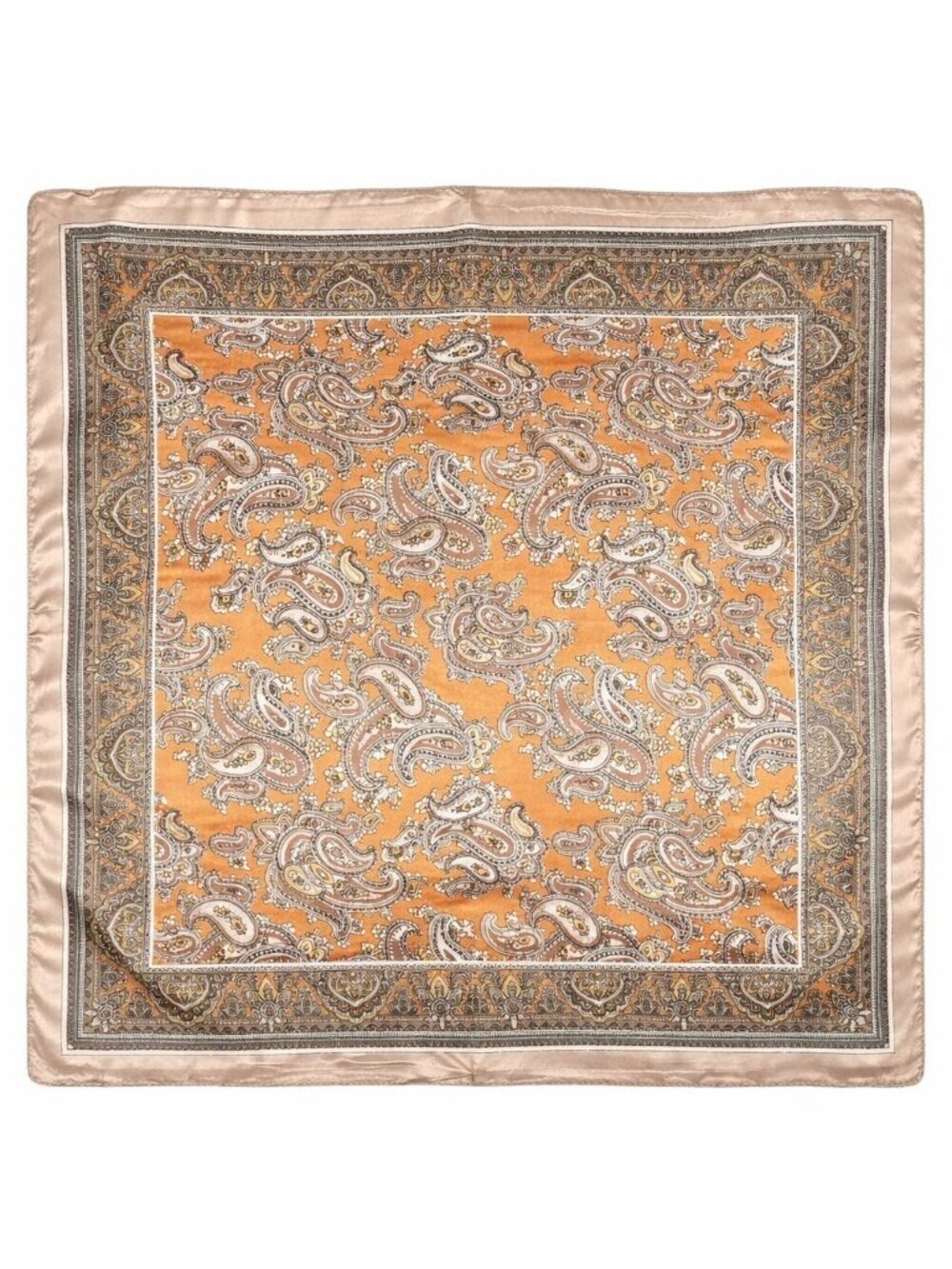 Gold Black Paisley Scarf Western Wild Rag Square Lightweight Retro